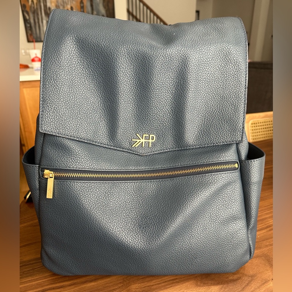 Freshly Picked Navy Baby Bag with Gold Zipper